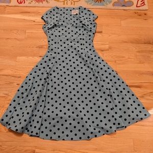 Collectif Blue Polka Dot Midi Dress